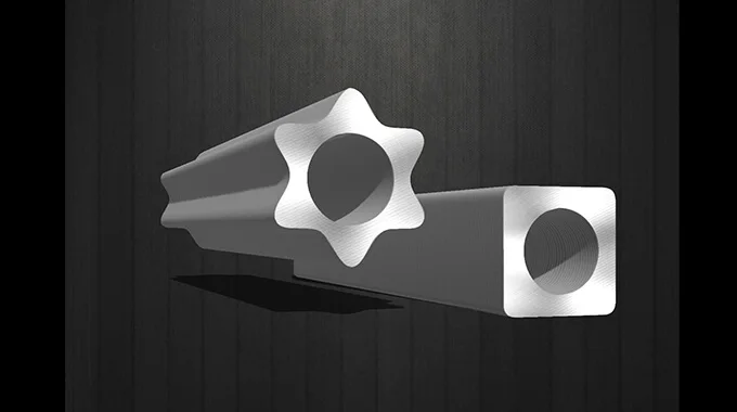 Cold-drawn seamless profile tube with composite cross-section: round inner and square outer product image
