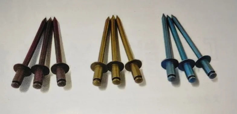 Nissen Rivet colored titanium rivets